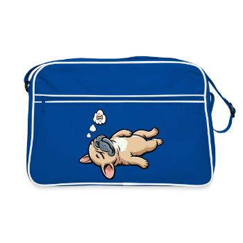 Bouledogue français Frenchie Propriétaire de Frenchie - Sac Retro - bleu/blanc - Devant