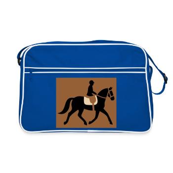 Reitsport Pferd Reiter Hobby - Retro Tasche - Blau/Weiß - Vorne