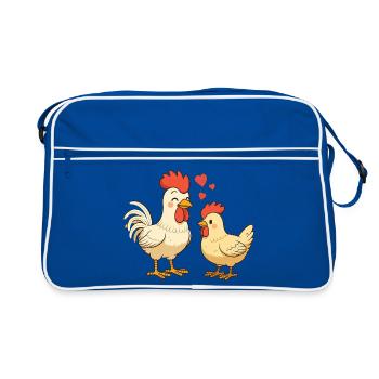 Coq amoureux d’une poule - Sac Retro - bleu/blanc - Devant