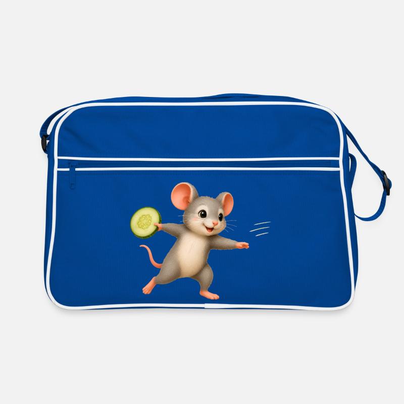 Cheerful Mouse with Cucumber Frisbee Retro Bag