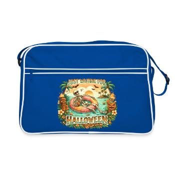 Attendant l’anticipation du squelette d’Halloween - Sac Retro - bleu/blanc - Devant