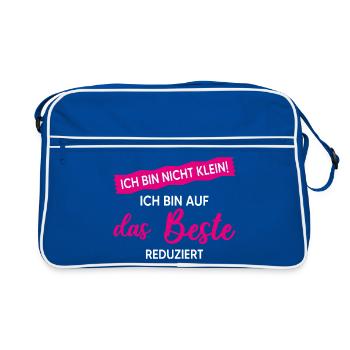 Nicht Klein Beste Reduziert Lustiger Spruch Frau - Retro Tasche - Blau/Weiß - Vorne