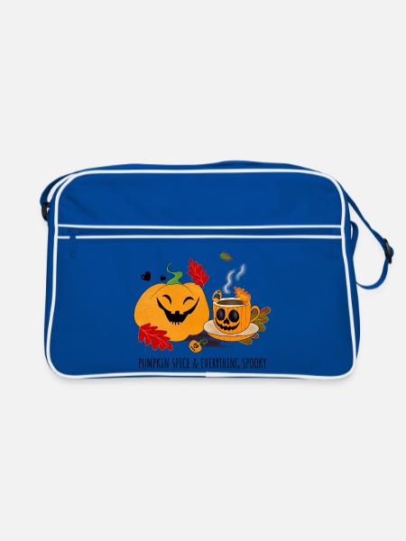 Pumpkin Smile Cozy Cup Halloween - Retro Tasche - Blau/Weiß