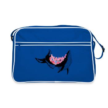 Baleine avec des fleurs - Sac Retro - bleu/blanc - Devant