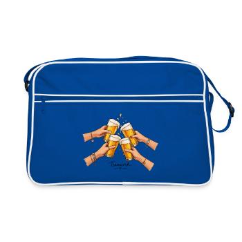 Teamwork - man trinkt nicht allein - Retro Tasche - Blau/Weiß - Vorne