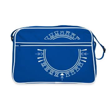 Azteken Dreieck Verzierung - Retro Tasche - Blau/Weiß - Vorne