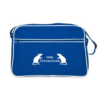 stop vivisection (white print) - Retro Bag - blue/white - Front