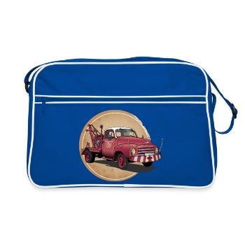 Abschleppwagen Oldtimer - Retro Tasche - Blau/Weiß - Vorne