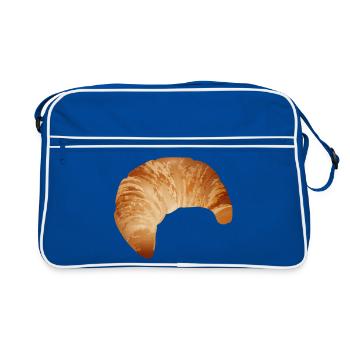 Der beliebte Croissant in warmen Farbtönen - Retro Tasche - Blau/Weiß - Vorne