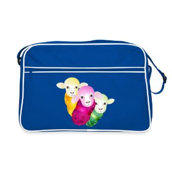 Trois moutons colorés avec une laine de couleur coordonnée - Sac Retro - bleu/blanc - Devant