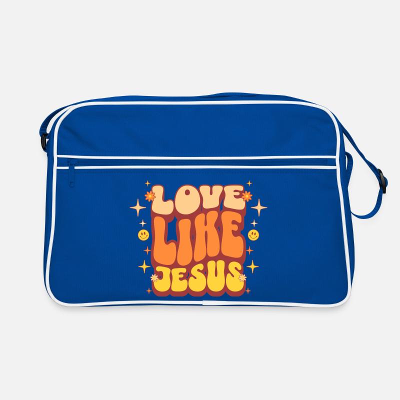 Liebe Jesus Design in Retro Farben - Retro Tasche - Blau/Weiß