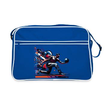 Dynamic, colorful bowler in action - Retro Bag - blue/white - Front