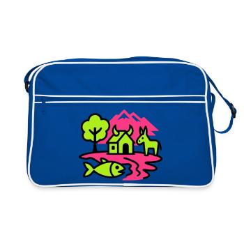 Naïve Pop Art Landscape - Retro Bag - blue/white - Front