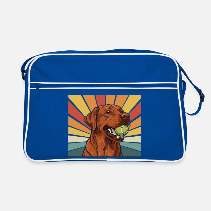 Fox Red Labrador mit Ball im Maul Retro Design - Retro Tasche - Blau/Weiß