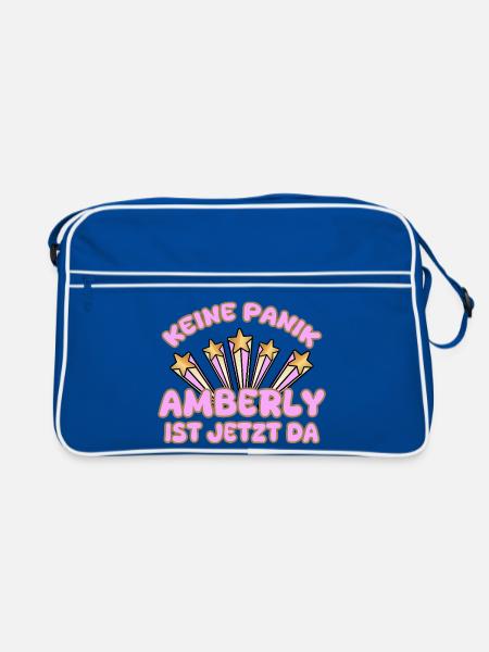Amberly als Frauenname - Retro Tasche - Blau/Weiß - Vorne