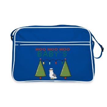 Pixel Christmas Bird with Fairy Lights - Retro Bag - blue/white - Front