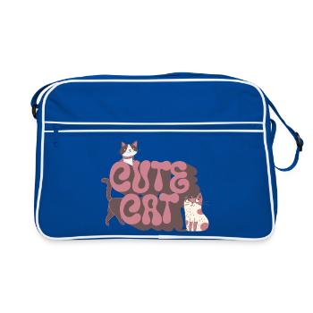 cute cat - Retro Bag - blue/white - Front