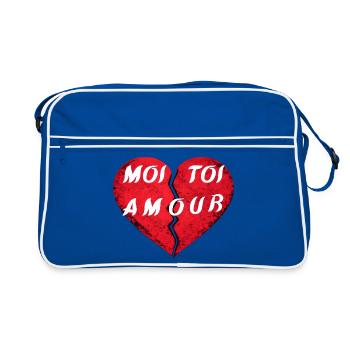 Cœur brisé YOU LOVE ME – Design Saint-Valentin amo - Sac Retro - bleu/blanc - Devant