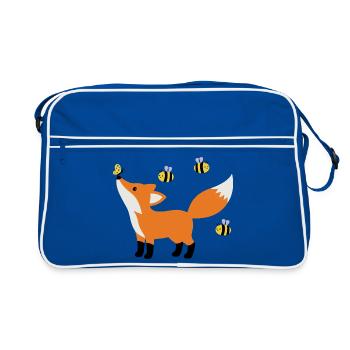 Süßer Fuchs im Sommer minimalistischen Stil - Retro Tasche - Blau/Weiß - Vorne