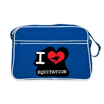 J'aime l'équitation : le logo des passionnés - Sac Retro - bleu/blanc - Devant