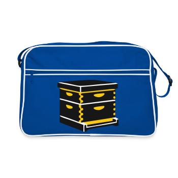 Beehive hive beekeeping apiary beekeeper - Retro Bag - blue/white - Front