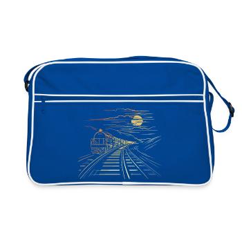 Eisenbahn Retro Stil - Retro Tasche - Blau/Weiß - Vorne