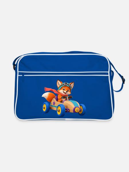 Fuchs Rennwagen Abenteuer - Retro Tasche - Blau/Weiß