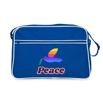 Friedenstaube Retro – Peace Taube 70er - Retro Tasche - Blau/Weiß - Vorne