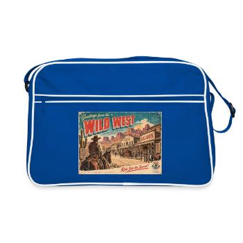 Grüße von der Wildwest-Retro-Postkarte - Retro Tasche - Blau/Weiß - Vorne