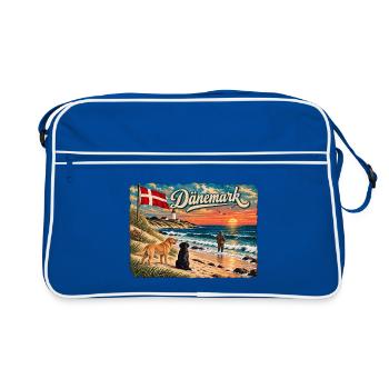 Dänemark Strandretro Küstenmotiv - Retro Tasche - Blau/Weiß - Vorne