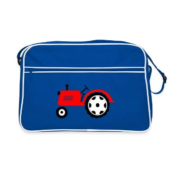 Ackerschlepper rote Landmaschine - Retro Tasche - Blau/Weiß - Vorne
