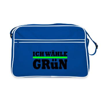 Ich wähle grün - Retro Tasche - Blau/Weiß - Vorne