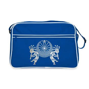 Kokopelli Duo - L'homme dans le labyrinthe - Vintage Grunge - Sac Retro - bleu/blanc - Devant