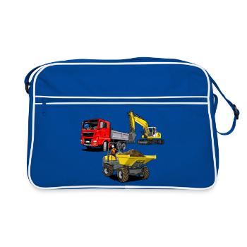 Véhicules de chantier - Sac Retro - bleu/blanc - Devant