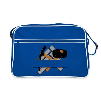Logo du pavé avec barre transparente entre les deux - Sac Retro - bleu/blanc - Devant