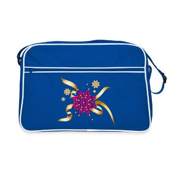 wunderschöne Geschenkschleife für Weihnachten - Retro Tasche - Blau/Weiß - Vorne