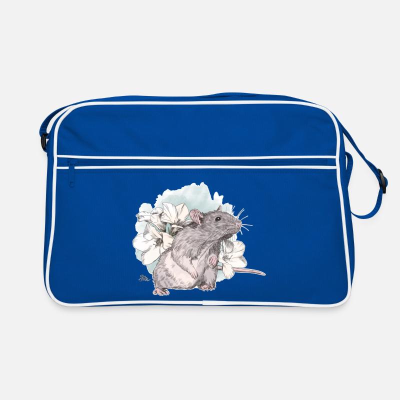 Rat devant de délicates fleurs sur une masse aquarelle Sac Retro