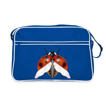 Enchanting Flying Ladybug with Wings - Retro Bag - blue/white - Front