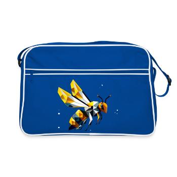 geometric bee, in modern polygon style - Retro Bag - blue/white - Front