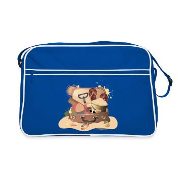 Valise vintage pour les vacances à la plage – estivale - Sac Retro - bleu/blanc - Devant