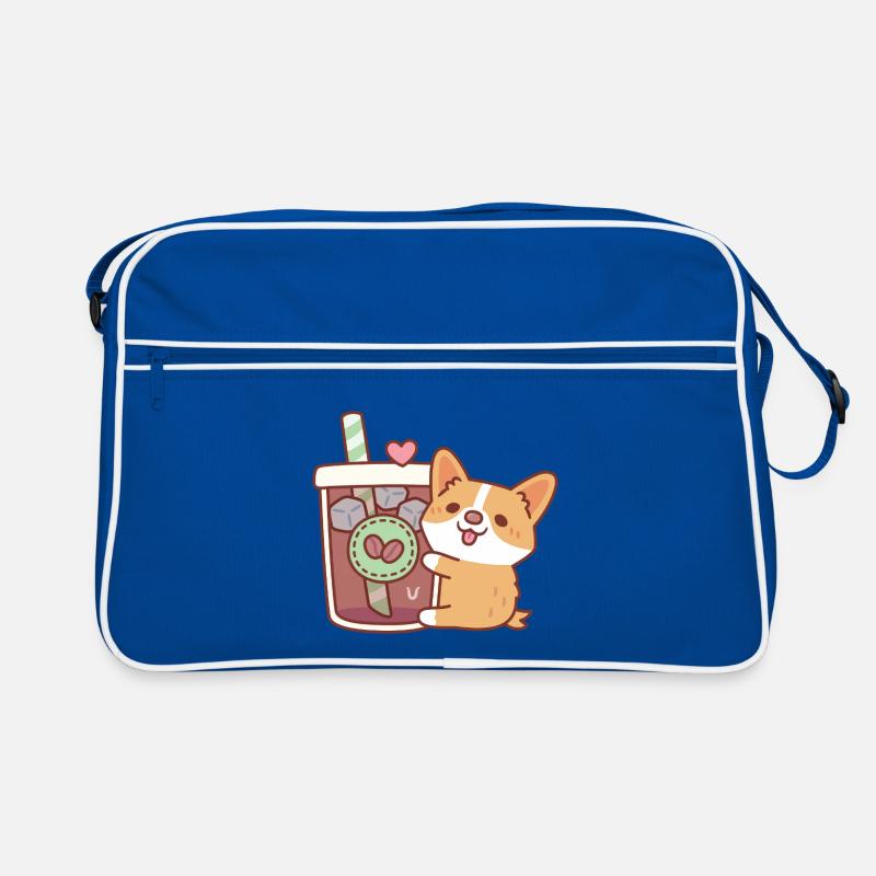 Cute Corgi Puppy Hugging Iced Coffee Retro Bag