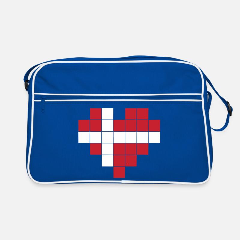 Pixel Herz Dänemark Flagge - Retro Tasche - Blau/Weiß