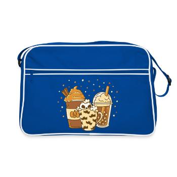 Autumn Pumpkin Latte Spice Seasonal Beverages - Retro Bag - blue/white - Front