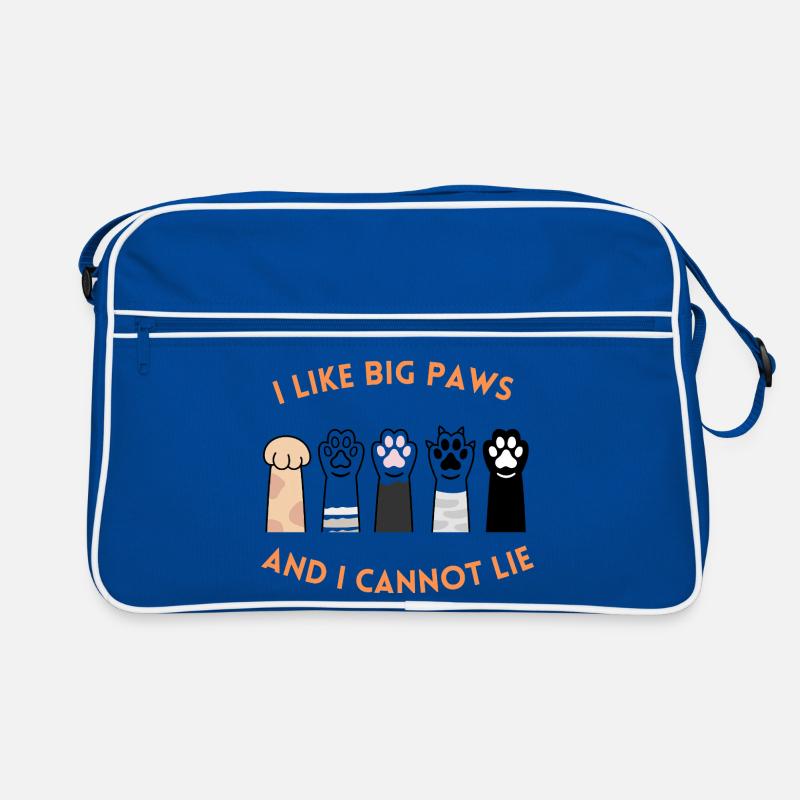 Big Paws Funny Pet Shirt - Retro Tasche - Blau/Weiß