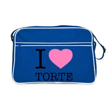 I love Torte - Retro Tasche - Blau/Weiß - Vorne