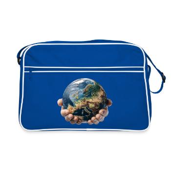 Earth in Hands: Global Responsibility - Retro Bag - blue/white - Front