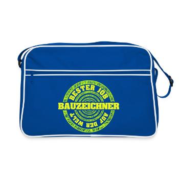 Geschenk für Bauzeichner - Retro Tasche - Blau/Weiß - Vorne