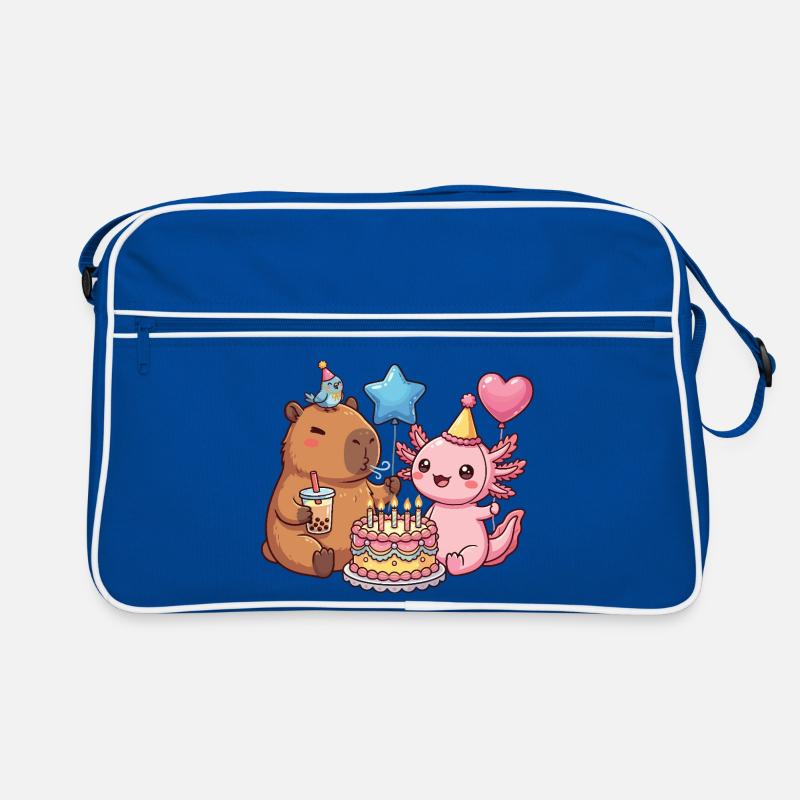 Capybara Axolotl Vogel Geburtstagsparty Retro Tasche