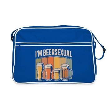 Ich bin biersexuell lustiger Biertrinkender Humor Zitat - Retro Tasche - Blau/Weiß - Vorne