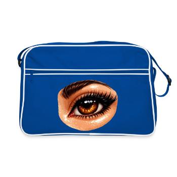Fiery Brown Eye Close-up - Retro Bag - blue/white - Front